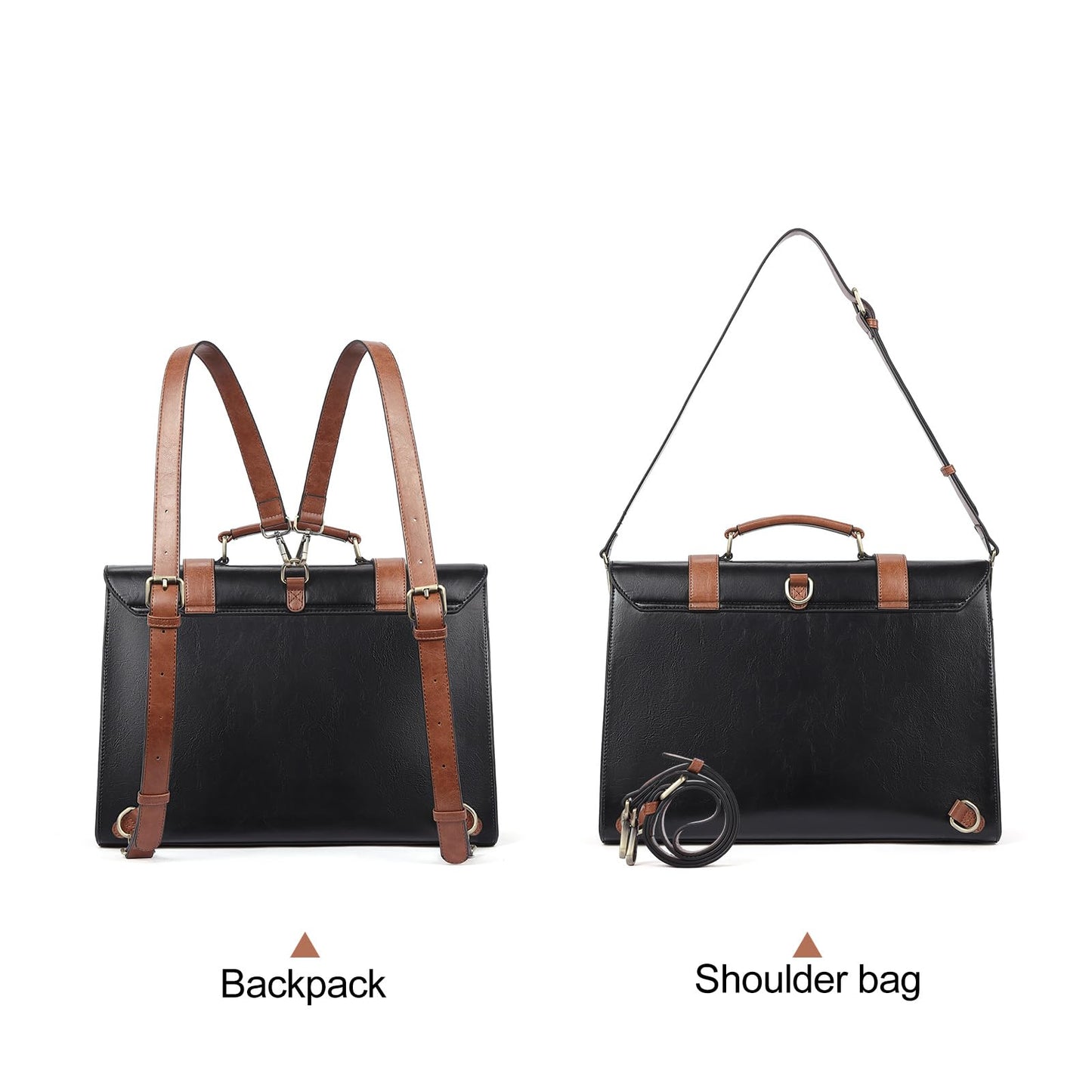 CLUCI Briefcase for Women Leather Laptop 15.6 Inch Business Ladies Work Computer Tote Bags Brown