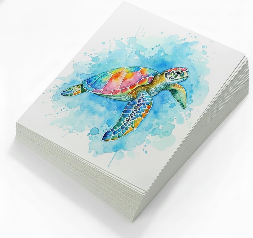 200 Sheets - Premium Watercolor Paper 9"x12" (22.9cm × 30.5 cm) - 220 GSM - Loose White Sheets with a Hint of Grey - Ideal for Water Coloring, Sketching, Drawing, Craft, Art & Mixed Media. Bulk Pack of Paint Paper