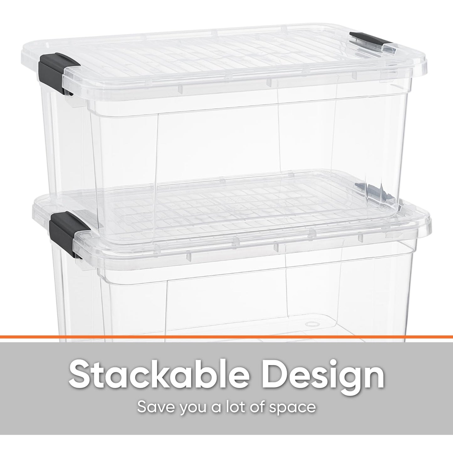 Superio Clear Storage Box with Lid, 21 Quart Plastic Container Bins for Organizing, Stackable Crates, BPA Free, Non Toxic, Odor Free, Organizers for Home, Office, School, and Dorm