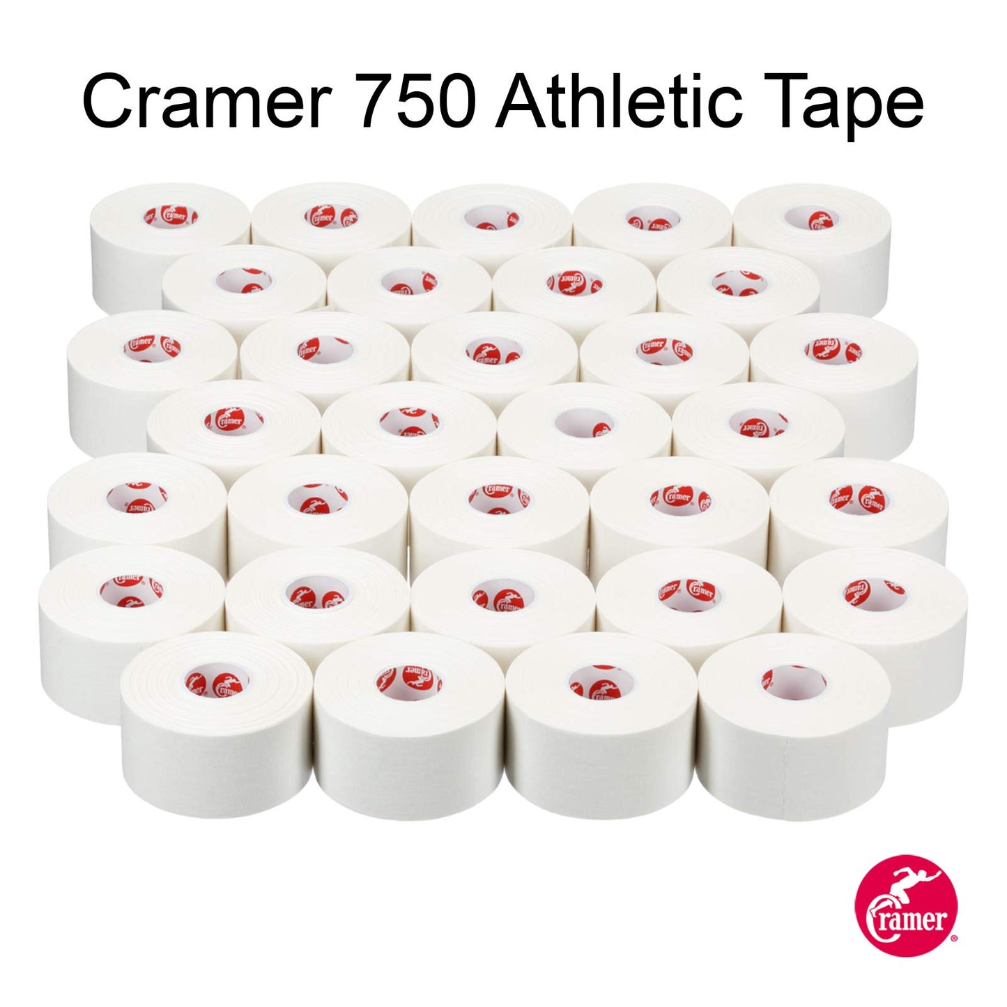 Cramer Team Color Athletic Tape, White, For Ankle, Wrist, and Injury Taping, Helps Protect and Prevent Injuries, Promotes Faster Healing, Athletic Training First Aid Supplies, 1.5", Bulk 32 Roll Case