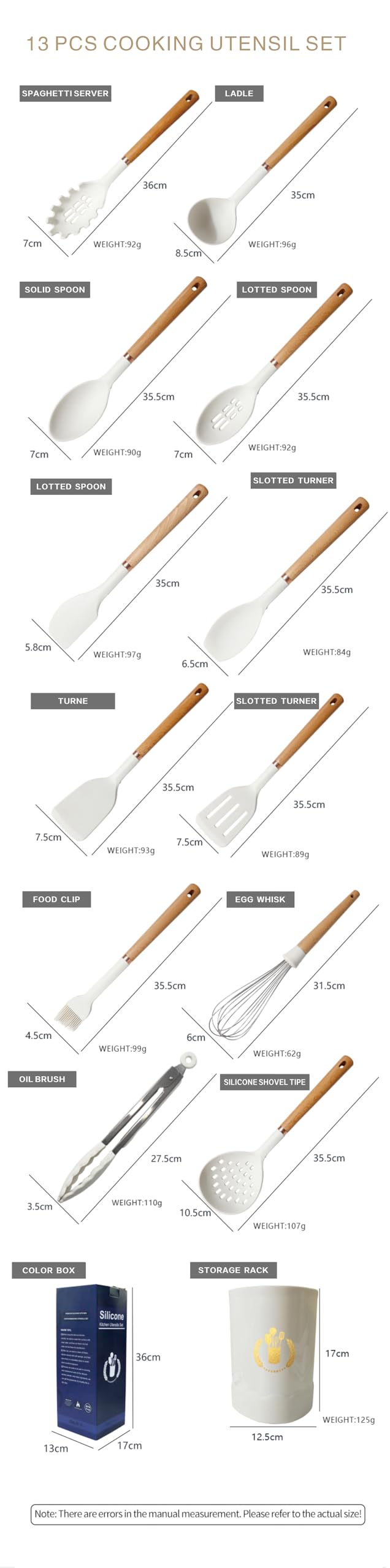 Jiufei Home Silicone Cooking Utensils Set, Kitchen Utensils Set 13 Pcs for cooking, BPA Free Spatula Set with Heat Resistant Wood Handles for Nonstick Cookware (Black)