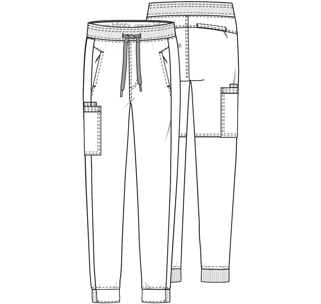 Infinity Cherokee Men's Jogger Pants with Drawstring Waist Mid Rise 5 Pockets Bottoms CK004A, M, Black