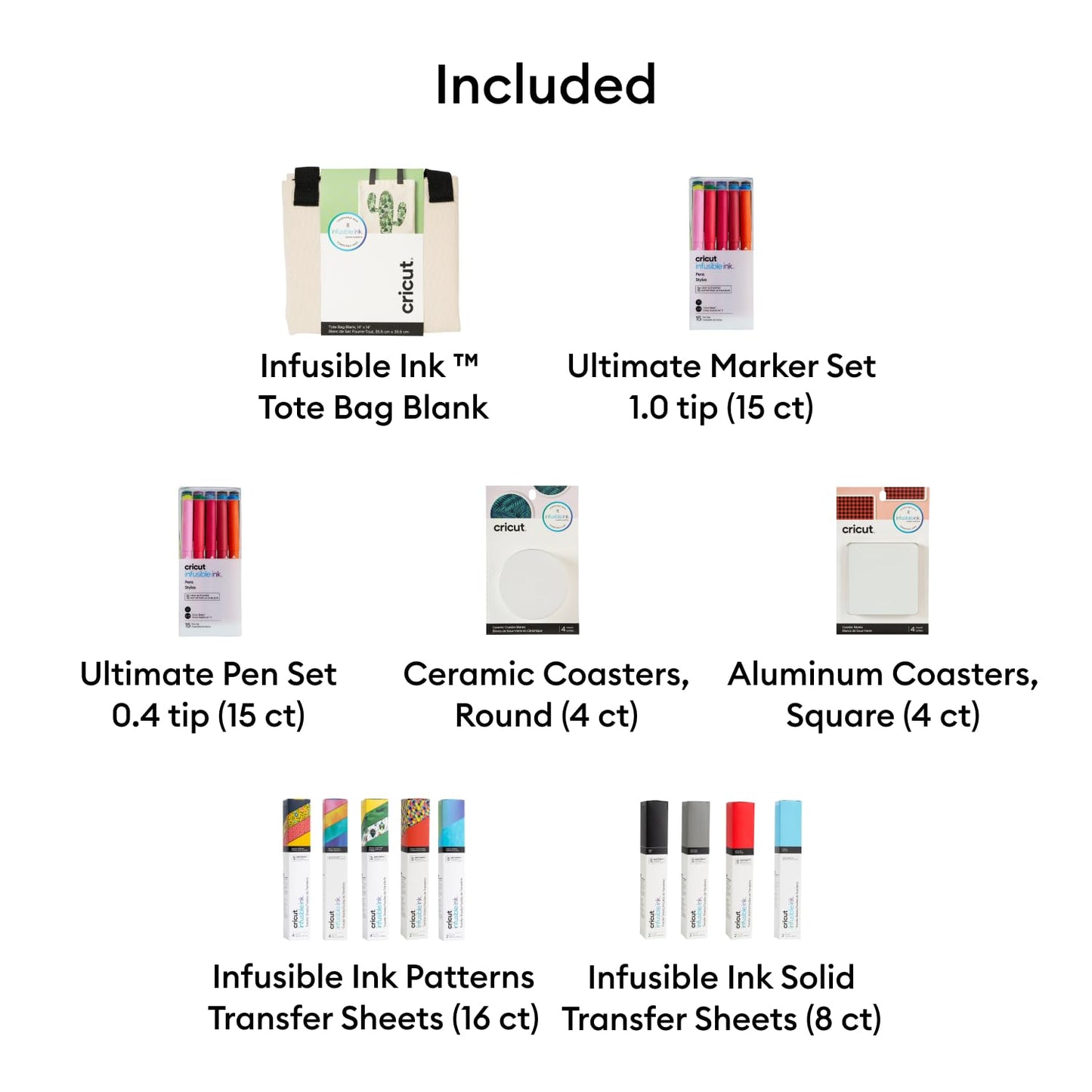 Cricut Infusible Ink Starter Bundle | Sublimation Kit for Permanent Transfers - Includes Infusible Ink Sheets, Markers, Pens, Blank Bags & Coasters