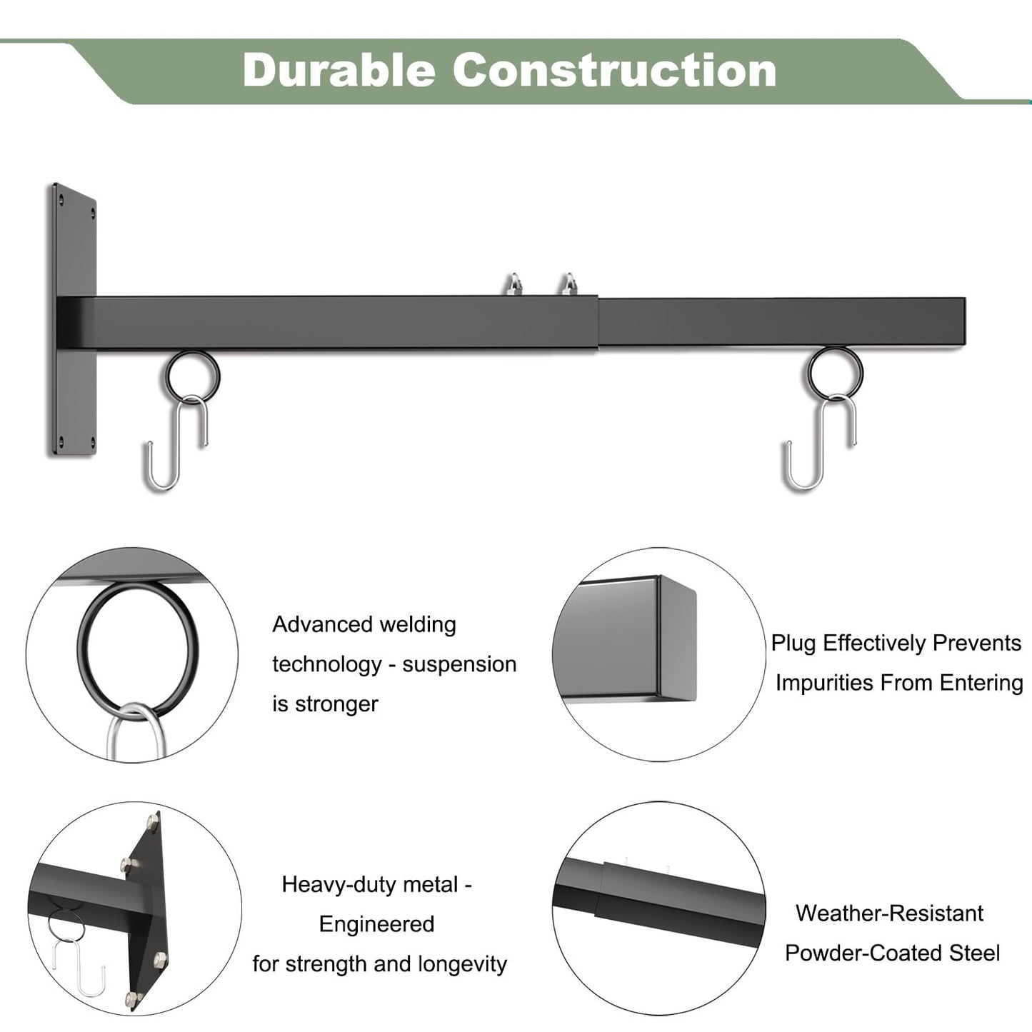 Katywixu 20"-28" Scalable Hanging Sign Bracket, Sign Brackets Hanging Sign Outside for Home Office Classroom