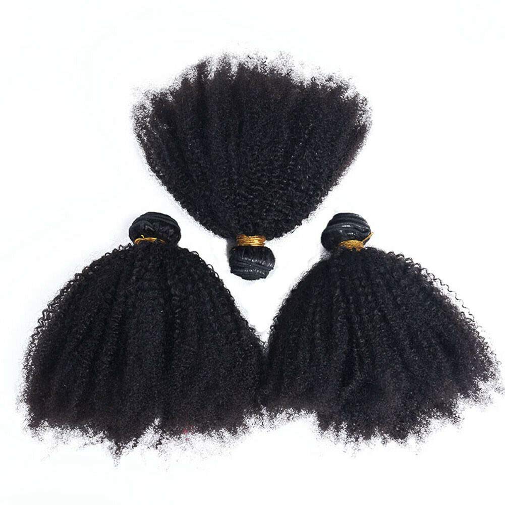 Mongolian Afro Kinky Curly Bundles 4B 4C Afro Kinky Curly Human Hair Bundles 18 20 22 Inch Unprocessed Virgin Hair Curly Weave Bundles Afro Curly Hair Extensions for Black Women Natural Color