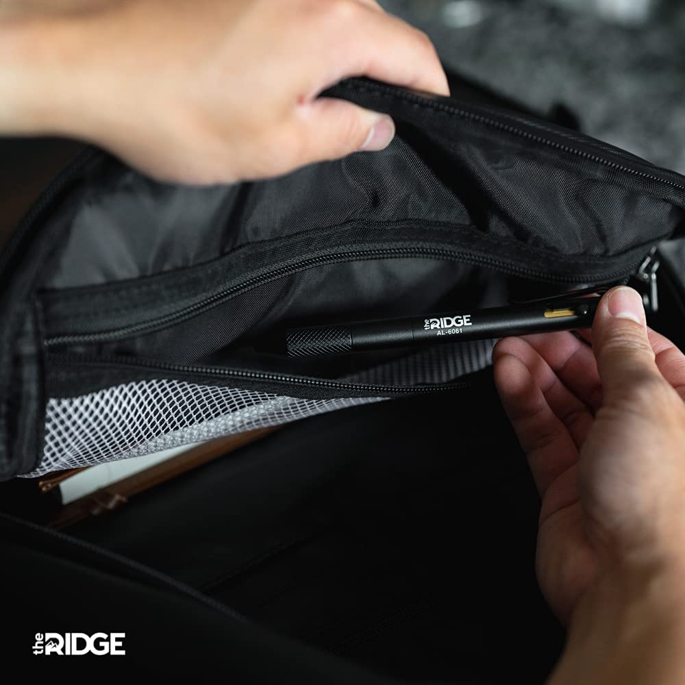 The Ridge Bolt Action Ballpoint Pen | Metal Retractable Compact Writing Instrument | Textured Grip & Internal Pressurized Refill | Royal Black