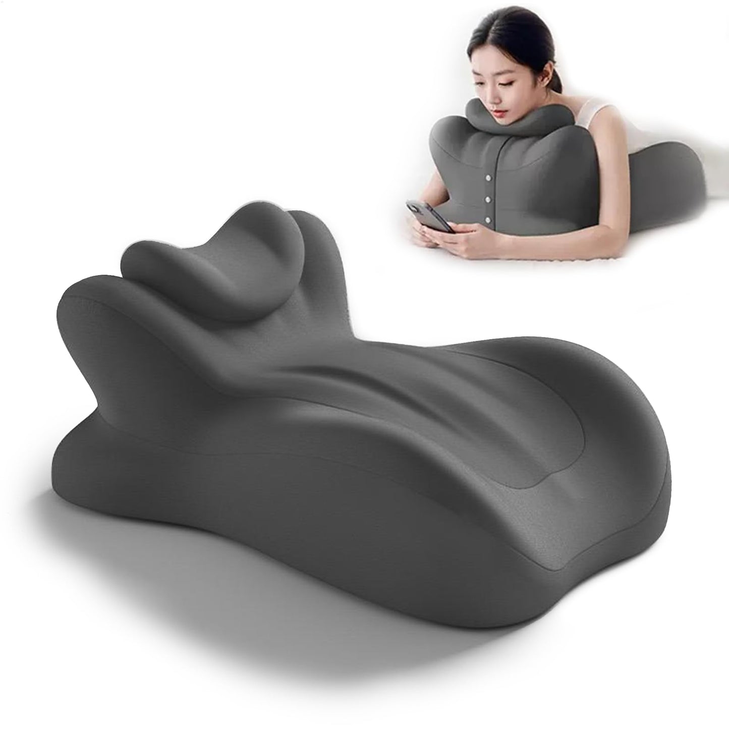 Adjustable Intimacy & Pregnancy Support Pillow - Ergonomic Foam Wedge Cushion for Back Pain, Sitting, Lying, Multi-Position with Removable Washable Cover (Dark Gray)