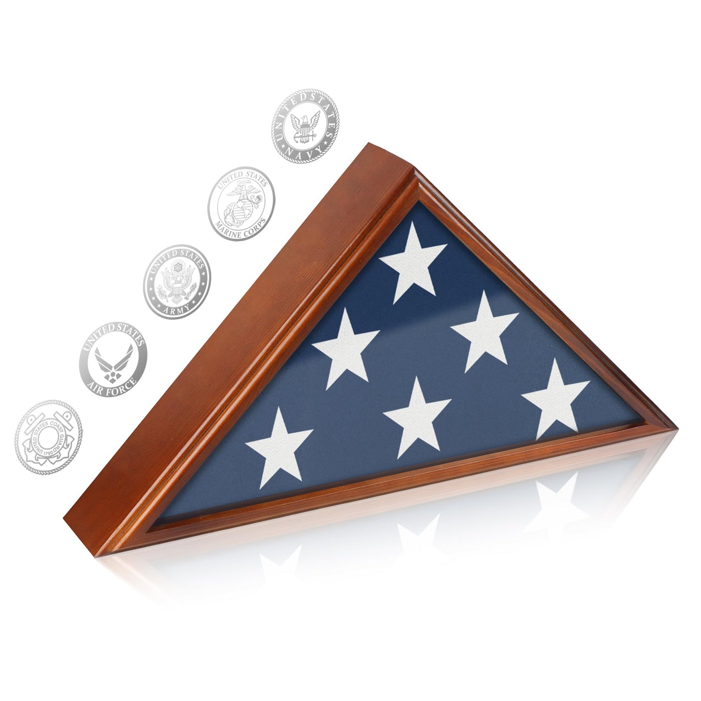 Flag Display Case for Burial Flag, 9.5x5' Wooden Military Flag Box Case Display for Wall or Table Top, Flag Holder for Veteran Burial Flag Display Case, Military Flag Frame (Brown)