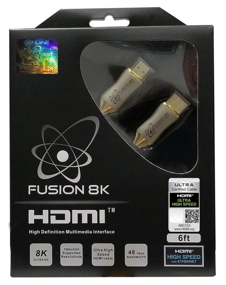 Fusion8K HDMI 2.1 Certified Cable Supports 10K 8K @60Hz and 4K @120Hz Compatible with All TVs, BluRay, Xbox Series X, PS5 (6 Feet)