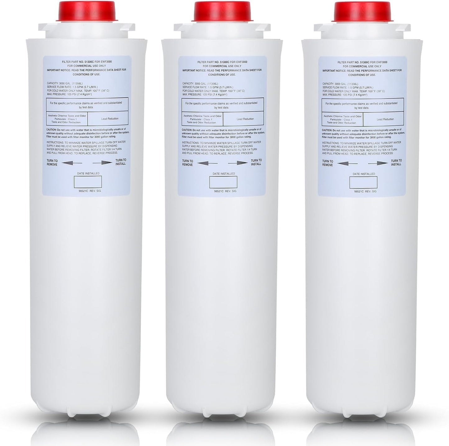 51300C Replacement (3 Packs-No Chip),Compatible with EzH2O Filter Replacement Bottle Station High Capacity 3000 Gallon,Replacement EWF3000 for 51300/C ERF750, 51299C, 55898C (3)