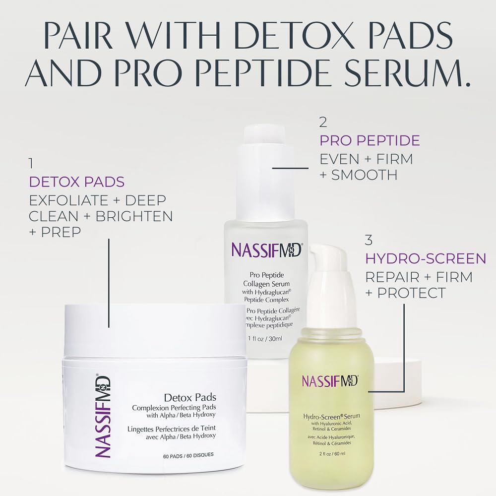 NassifMD Hydro-Screen - Clinical Grade Serum with Premium Ingredients: Ceramides, Retinol, Bakuchiol, Hyaluronic Acid - Anti Aging Treatment