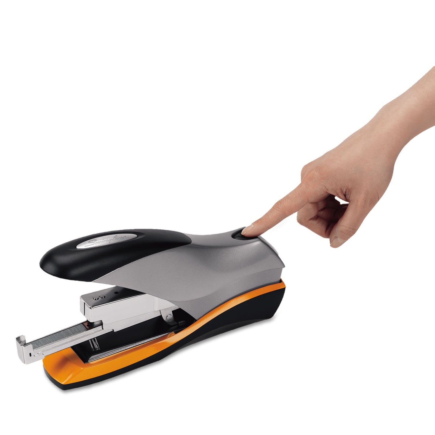 Swingline Stapler, 70 Sheet Capacity, Optima 70, Jam Free, Reduced Effort, Soft Grip, Metal, Silver/Black/Orange (87875)