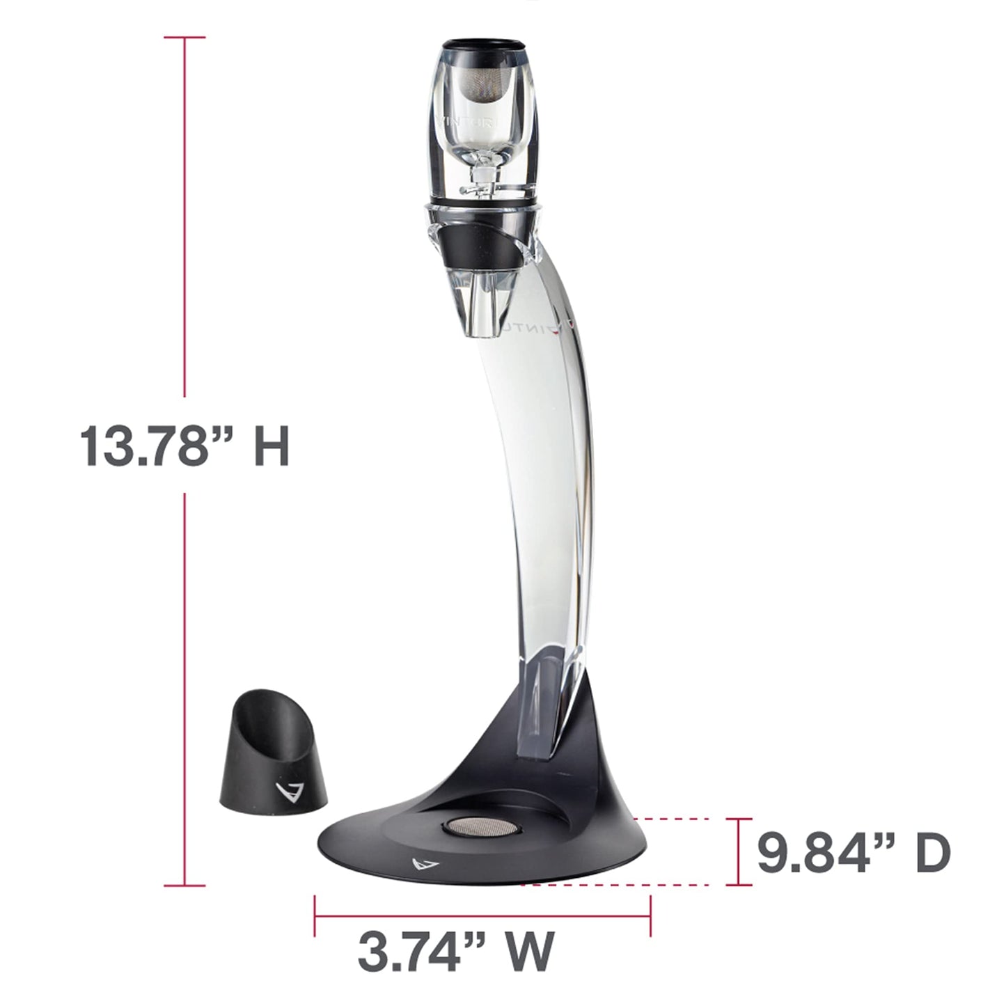 Vinturi Wine Aerator Deluxe Essential Red Wine Pourer and Decanter Tower Stand Set Easily and Conveniently Aerates Wine by the Bottle or Glass and Enhances Flavors with Smoother Finish, Black