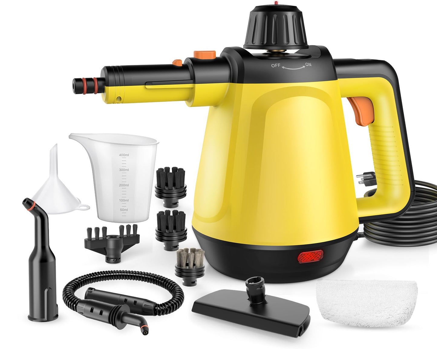 1200W Handheld Steam Cleaner for Home, Powerful Natural Multi‑Surface Steam Cleaner with 10 Tools, Pressurized Steamer for Deep Cleaning Tile, Grout, Shower, Bathroom, Kitchen, Car, Yellow