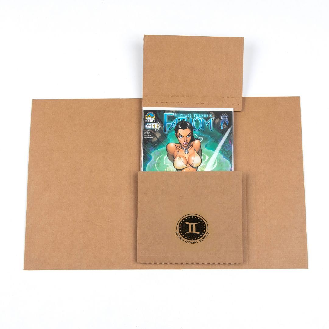 Gemini Comic Book Mailers | 10.75x7.5x1 Inch - Pack of 25 | Easy Fold, Stay Flat, Crush Proof, and Do Not Bend | Flat Boxes for Shipping, Books Boxes and Wraps, Mailers Boxes, Rigid Mailers