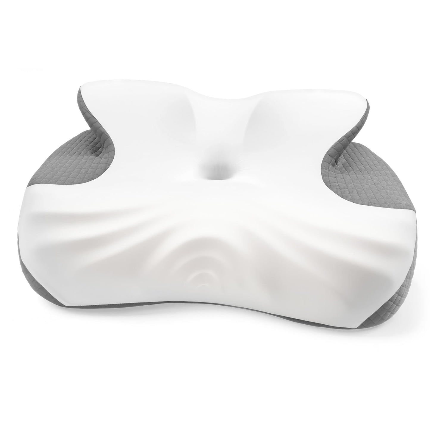 JKNJKN Cervical Neck Pillow for Neck Support, Orthopedic Memory Foam Pillow with Dual Height 4.3" & 5.1" Loft, Cooling Butterfly Contour with Arm Rest for Side and Back Sleepers