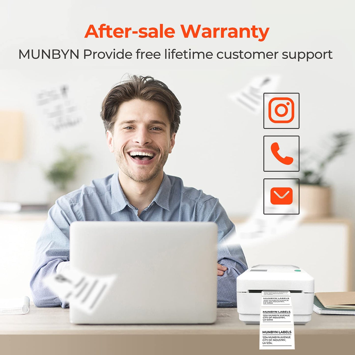 MUNBYN 2.25"x1.25" Thermal Sticker Labels, Self-Adhesive Barcode Label Paper for Direct Thermal Printer and Business, Multi-Purpose Rectangle Address Shipping Mailing Stickers,4000 Sheets/4 Rolls