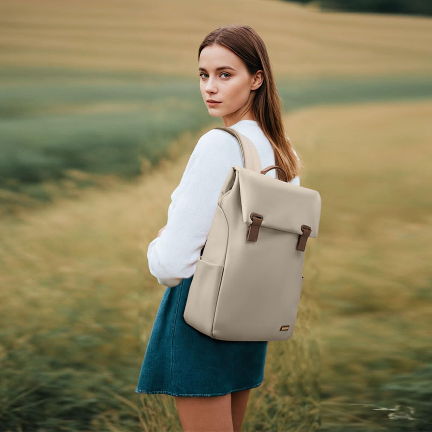 GOLF QUALITYWomen Laptop Backpack Computer Backpacks Carry On Waterproof backpack Fits 15.6Inch Notebook Travel Commute College (Apricot)