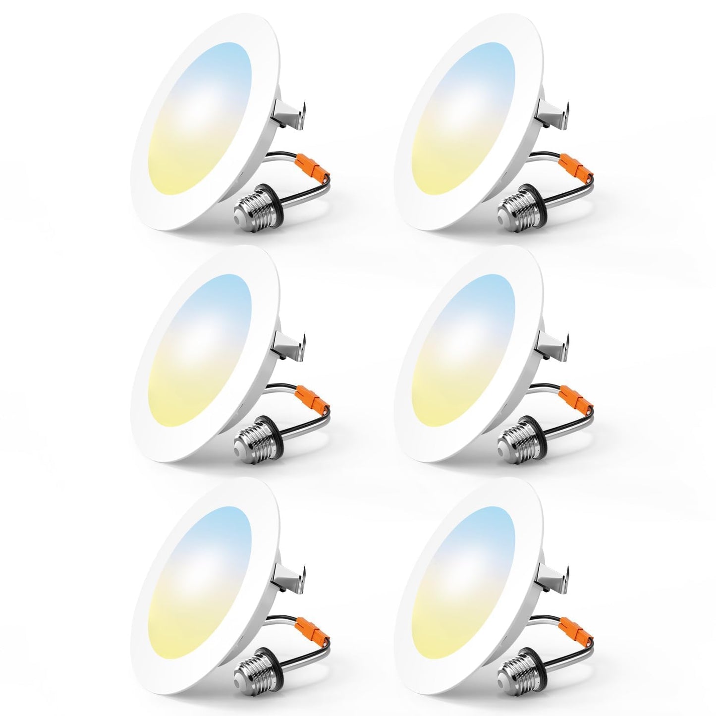 FREELICHT 6 Pack 4 Inch Retrofit LED Recessed Lighting, Selectable 2700K/3000K/4000K/5000K/6000K, Dimmable Flat LED Can Lights, 7W=60W, 700LM, IC & Damp Rated, ETL & FCC, White