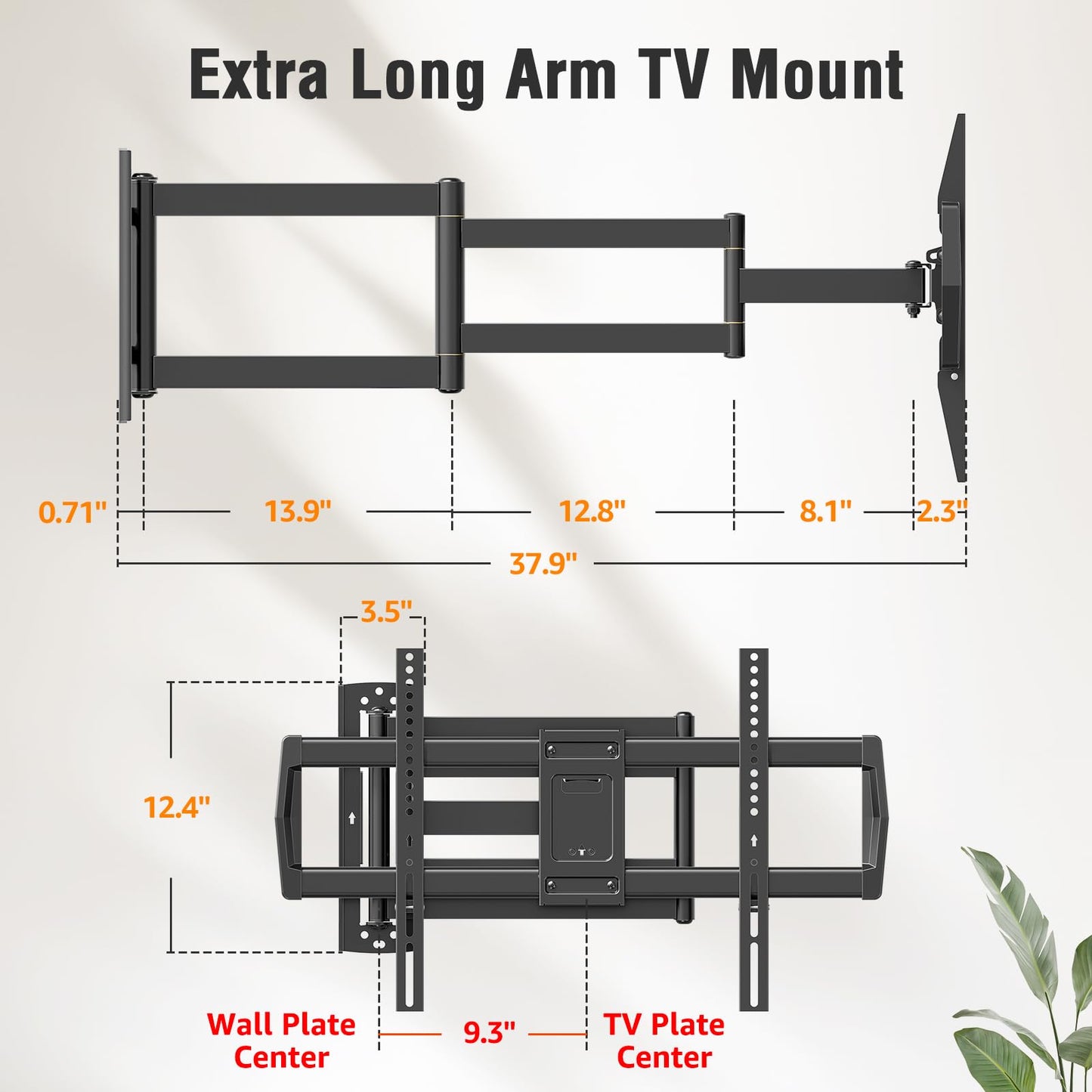 ELIVED Long Arm TV Wall Mount for Most 42-75 Inch TVs, 37.9 Inch Long Extension Corner TV Mount, Full Motion Wall Mount tv Bracket Swivel and Tilt, Holds up to 99 lbs. Max VESA 600x400mm