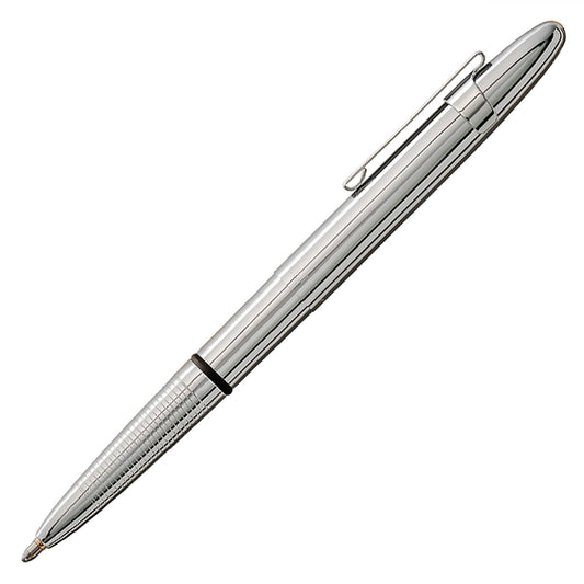 Fisher Space Pen Chrome Bullet Pen, Pressurized Ballpoint Pen, Compact Pocket Size, Writes Upside Down and in Extreme Temperatures, Smooth Black Ink, Medium Point, Pocket Clip, Made in the USA