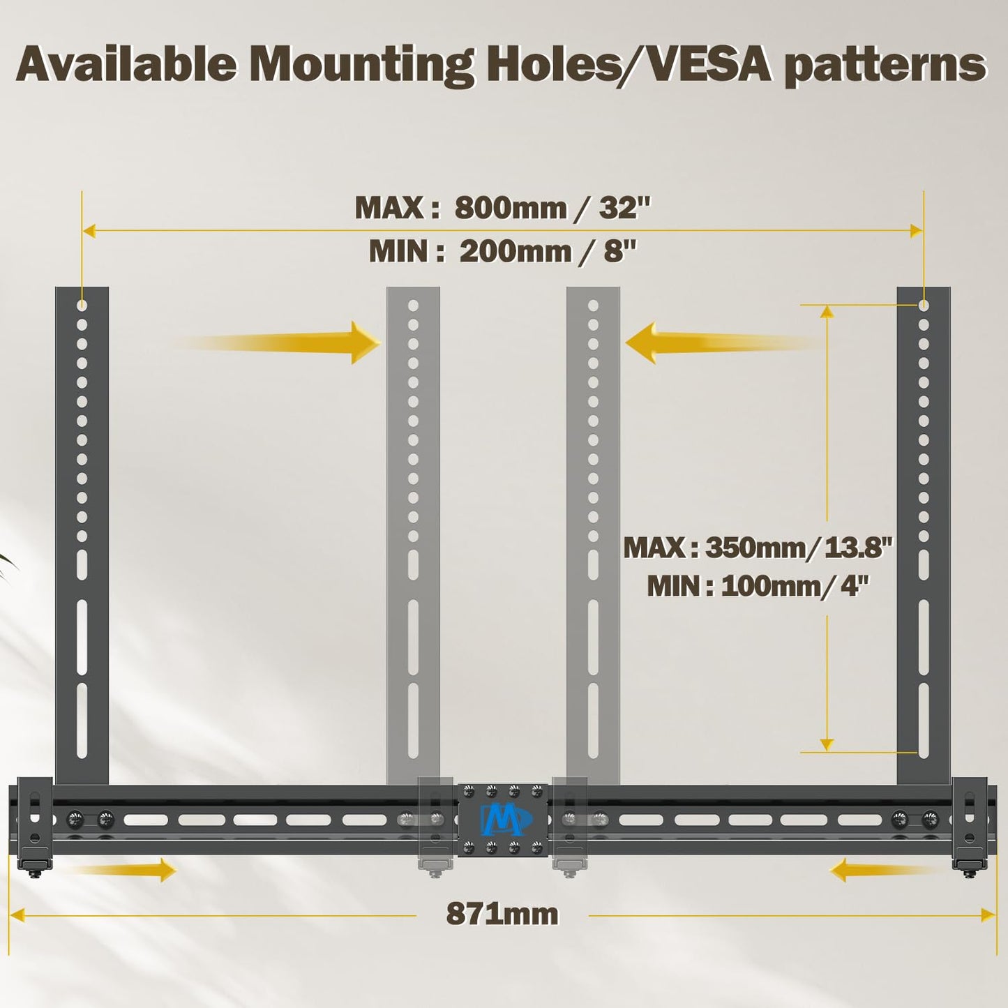 Mounting Dream Soundbar Mount Sound Bar TV Bracket with Holes/Without Holes, Non-Slip Base Holder Extends 3.4" to 6.1", Up to 20 LBS, Safe and Easy to Install MD5425