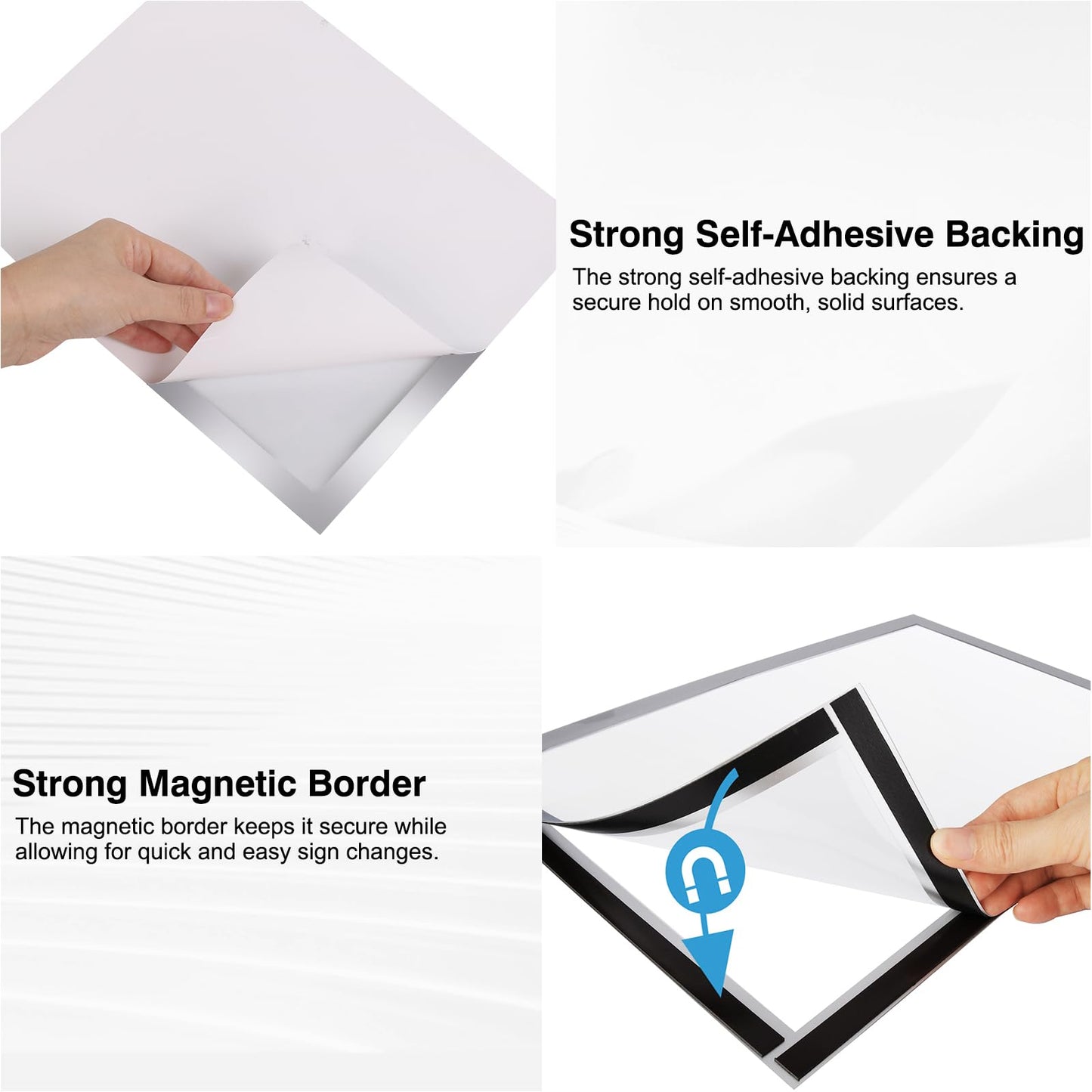 MFoffice Self-Adhesive Magnetic Document Sign Holder 8.5X11'',Silver,Pack of 10