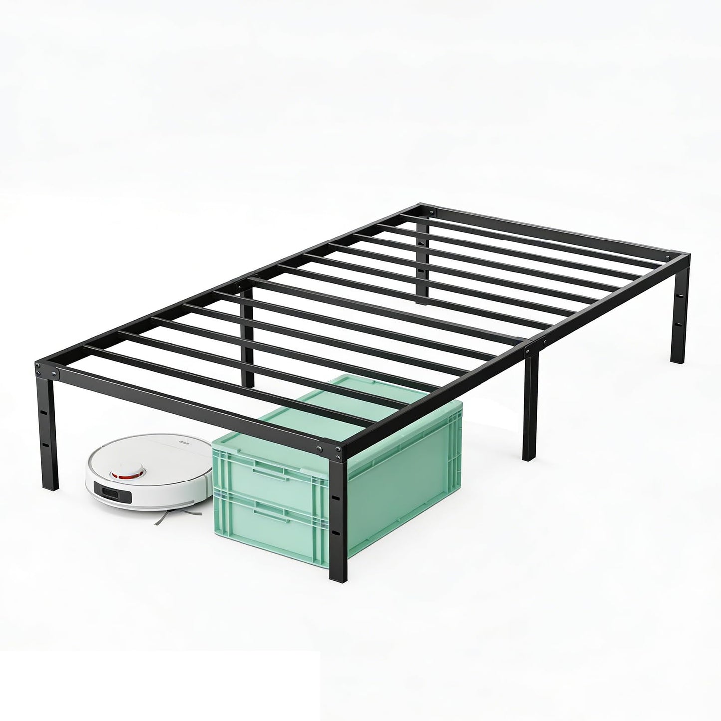 Sweetcrispy Twin XL Size 12 Inch Platform Bed Frame, Heavy Duty Metal Foundation Frame, Noise-Free Sturdy Steel Slats, Underbed Storage, No Box Spring Needed, Quick Setup