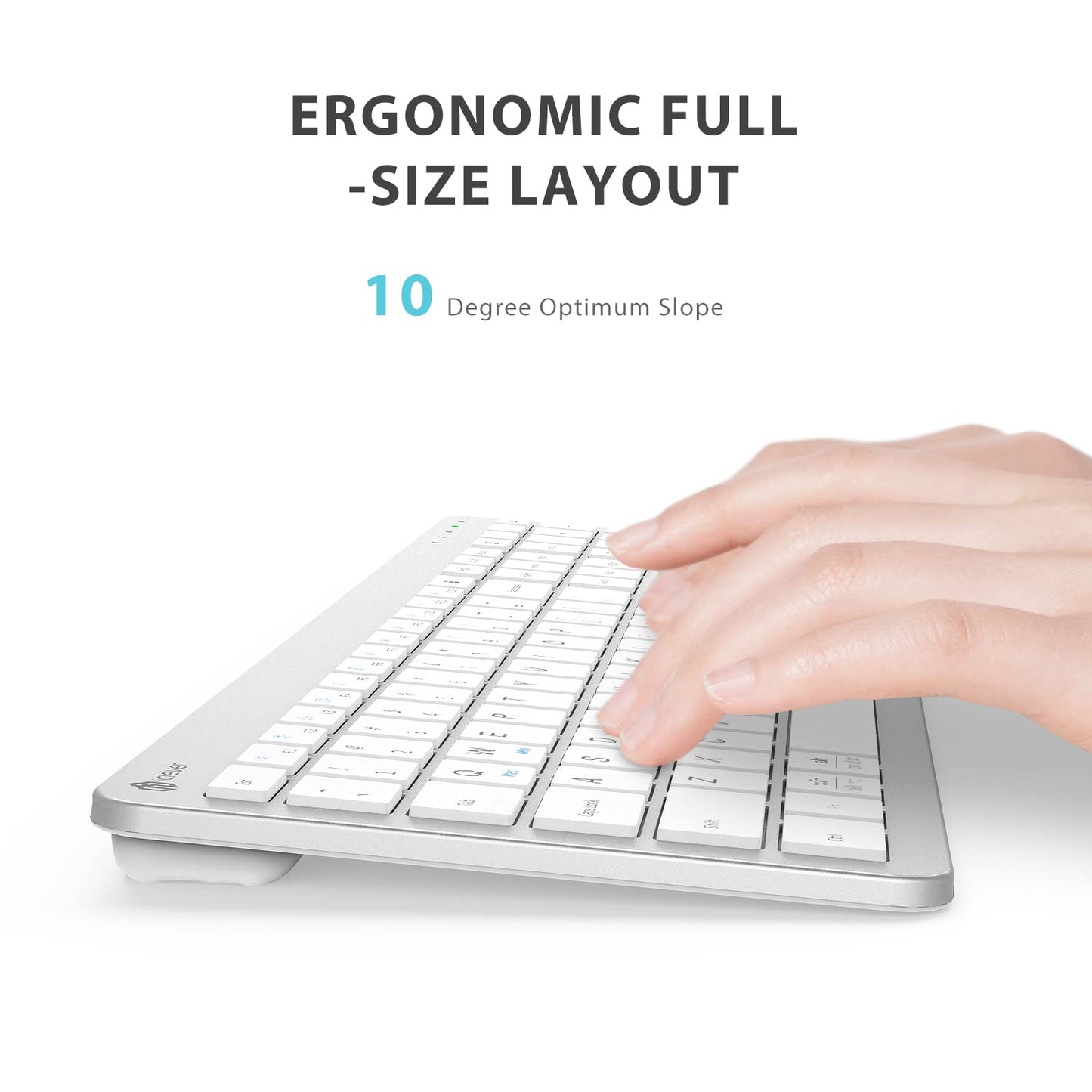 iClever Wireless Keyboard and Mouse, GK08 Wireless Keyboard Mouse Combo, Ergonomic, Quiet, Full Size Design with Number Pad, 2.4G Connection Slim Mac Keyboard and Mouse for Windows Mac OS Computer