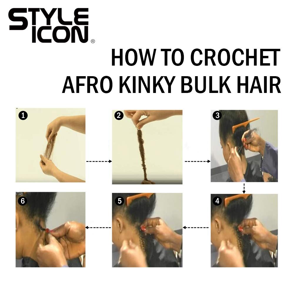 Style Icon 3 Bundles Afro Kinkys Bulk Human Hair (14"/14"/14", Natural Black) - Afro Twist Braiding Hair - Curly Hair Extensions Human Hair - Afro Bulk Braiding Hair for Dreadlocks - Loc Braiding Hair