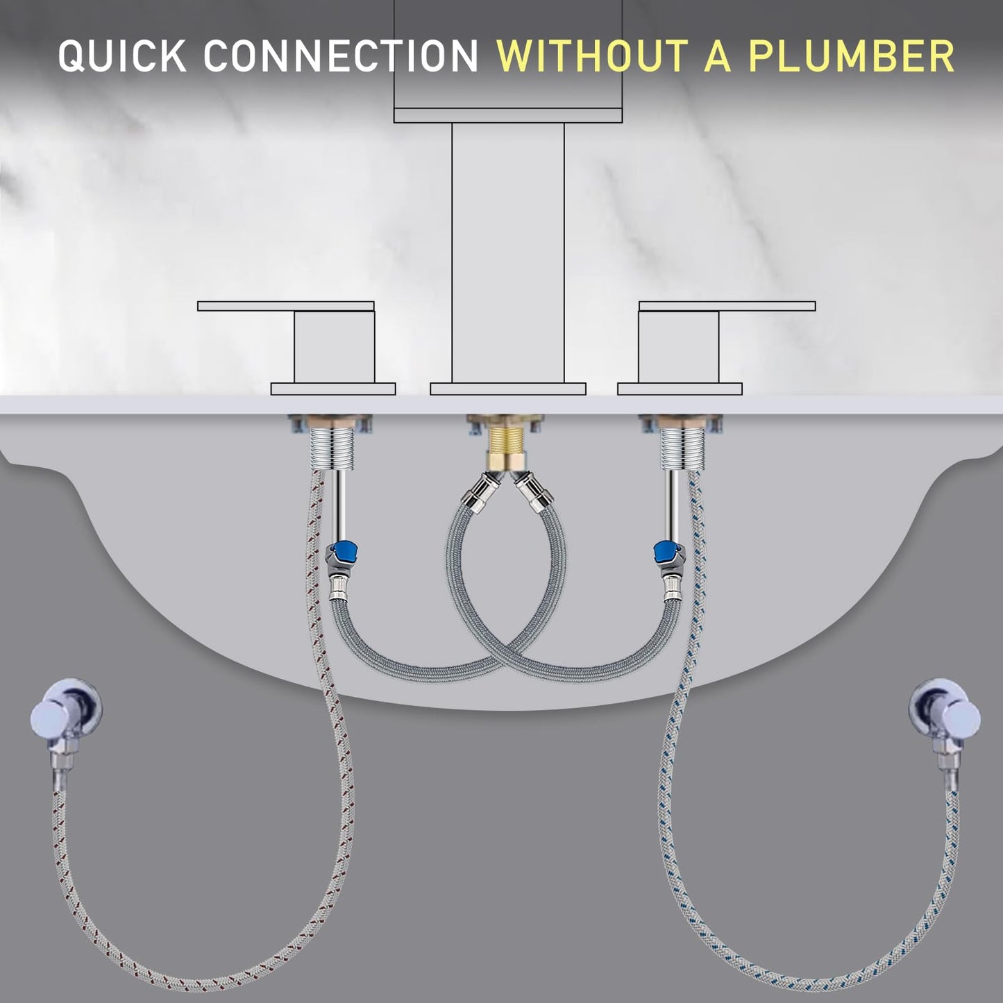 AVSIILE Matte Black Waterfall Bathroom Faucet 3 Hole, 8 Inch Widespread Modern 3 Piece Bathroom Sink Faucet, Touch On Lavatory Faucet for Vanity RV Restroom, Curved Spout
