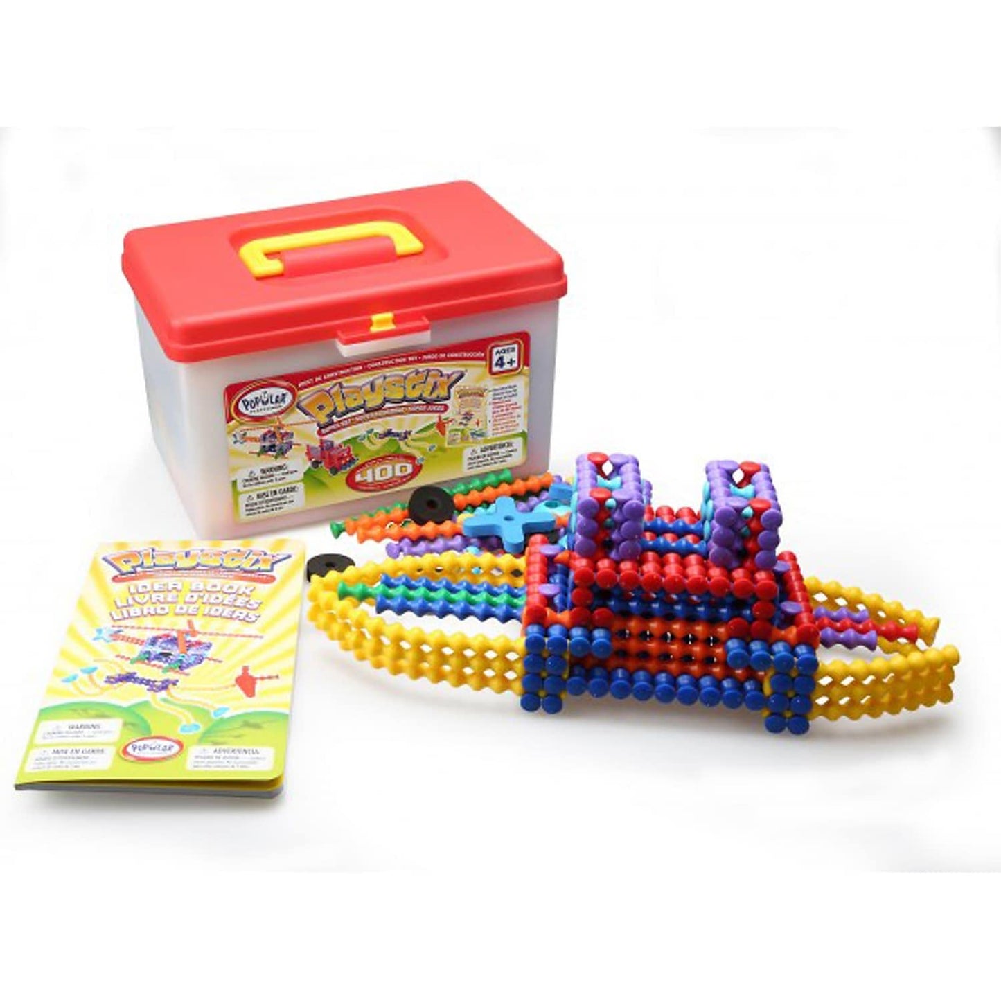 POPULAR PLAYTHINGS Playstix Super Set Construction Toy Building Blocks 400 Piece STEM Kit (90004)