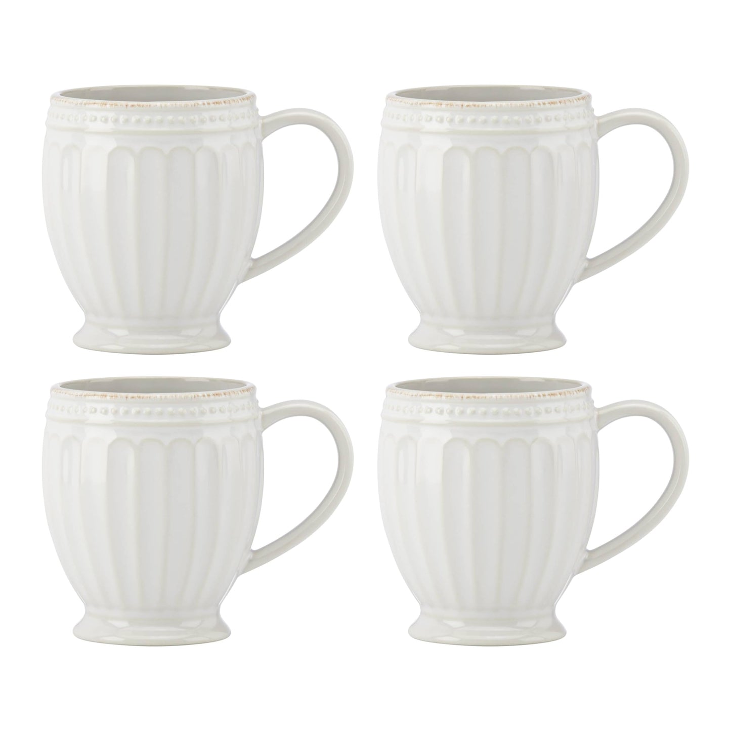 Lenox 895722 French Perle Groove Mugs, Set Of 4