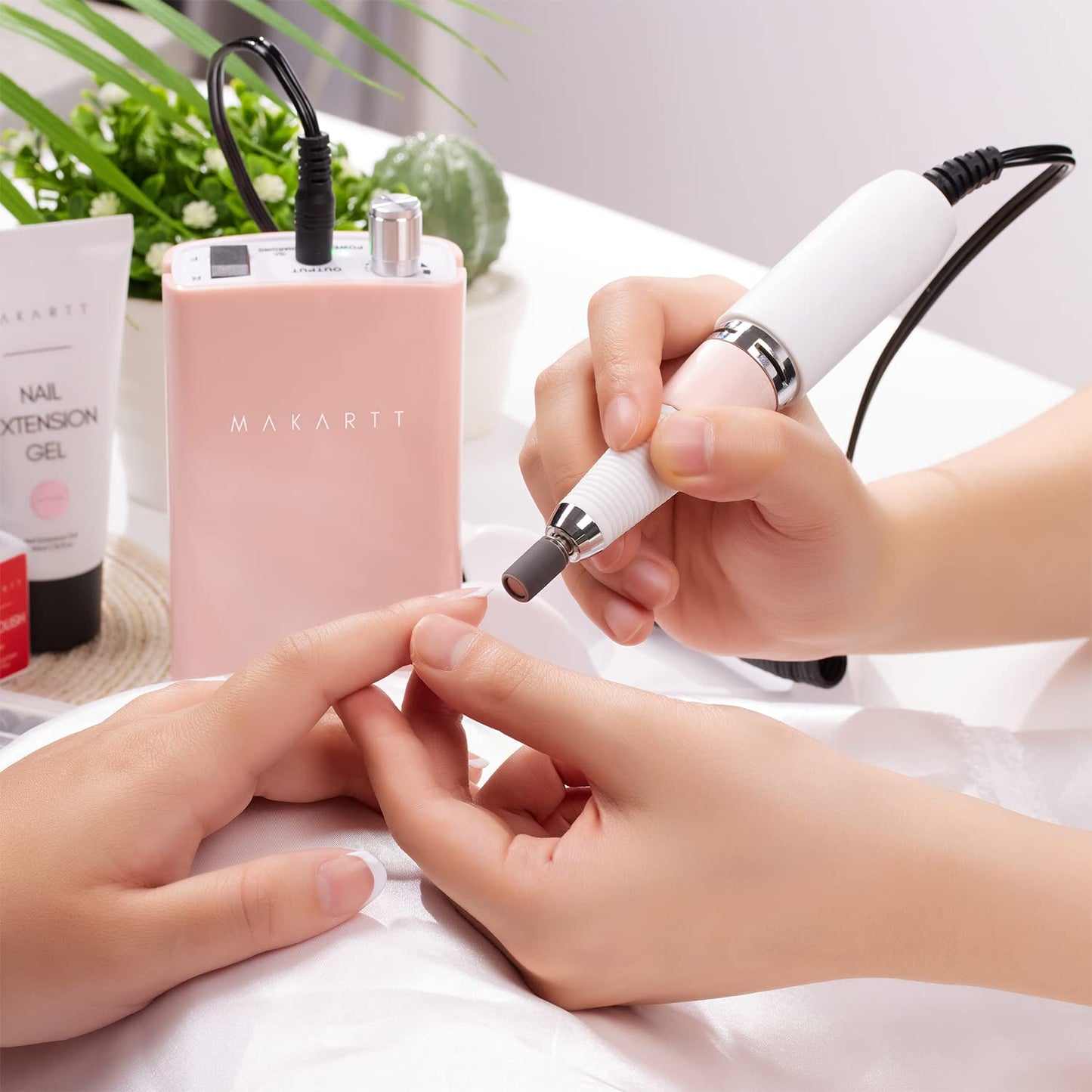 Makartt Nail Drill Professional, Rechargeable Nail E File 30000RPM Electric Nail Drill, Malory Pink Portable Gel Nail Remover Machine with Nail Drill Bits & Sanding Bands for Manicure Salon Home Use