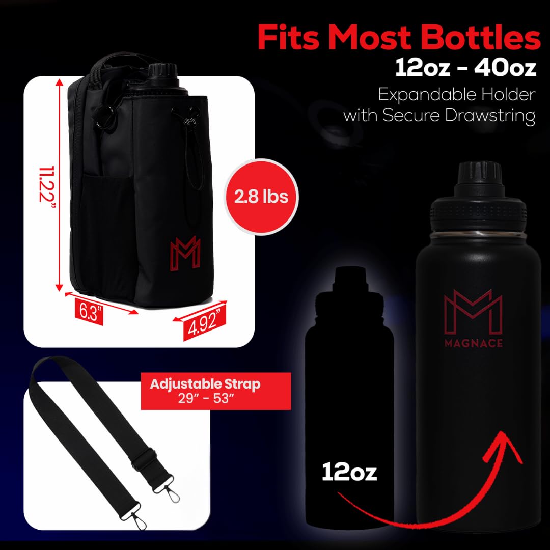 MAGNACE Magnetic Gym Bag Bundle, 3-in-1 Set with Water Bottle Holder, Magnetic Pouch, Towel & Sling Bag – Portable Fitness Carrier for Men & Women – Black