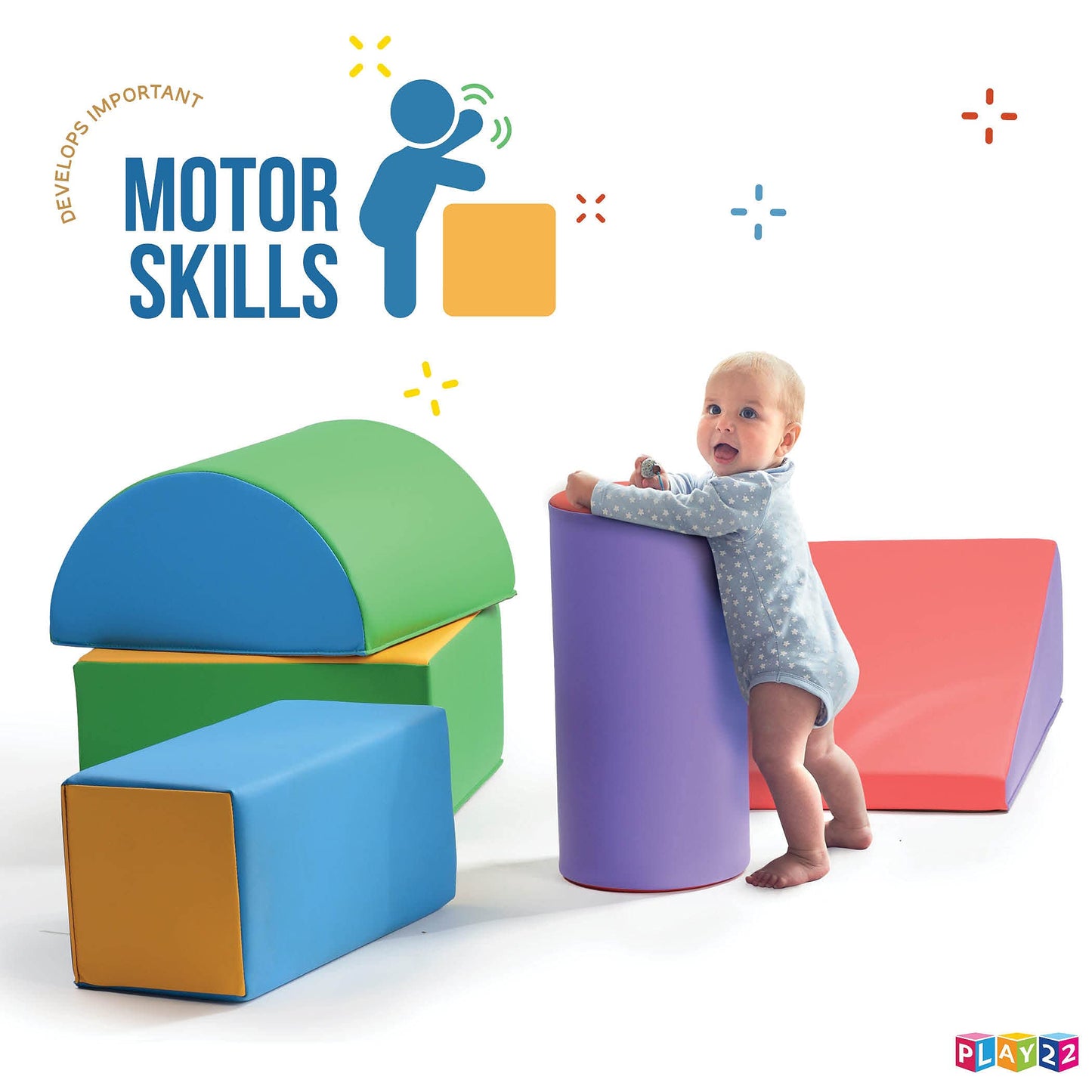 Climb and Crawl Activity Play Set - Climbing Foam Shape Toy for Toddlers 5 Piece Soft Zone Climbing Blocks, Safe Indoor Crawling Gym Equipment for Toddler, Infant, Baby Waterproof and Easy to Clean