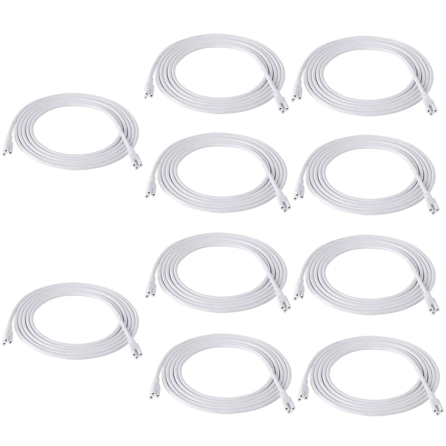 GOCuces T5 T8 Extension Cords,10ft Lamp Connecting Wires,3-Prong Power Cables,Female to Female End Connectors for LED Tube,Under Cabinet,Shop Lights,Pack of 10