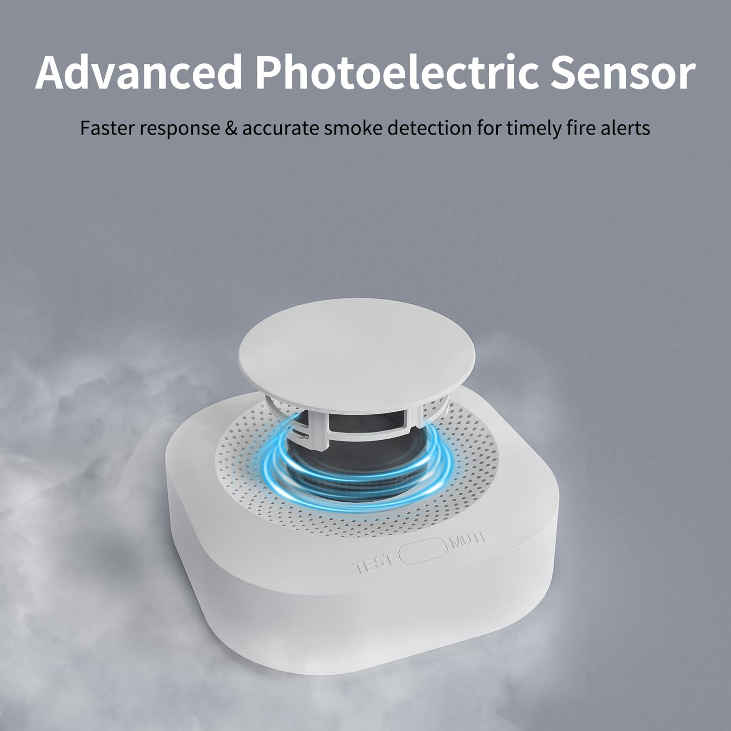 WARROXIDE Smoke Detectors for Home,Photoelectric Wireless Fire Alarms Replaceable Battery Powered,Portable Smoke Alarm with Test/Mute Button,Attic Smoke Detector,6 Pcs(Battery Not Included)