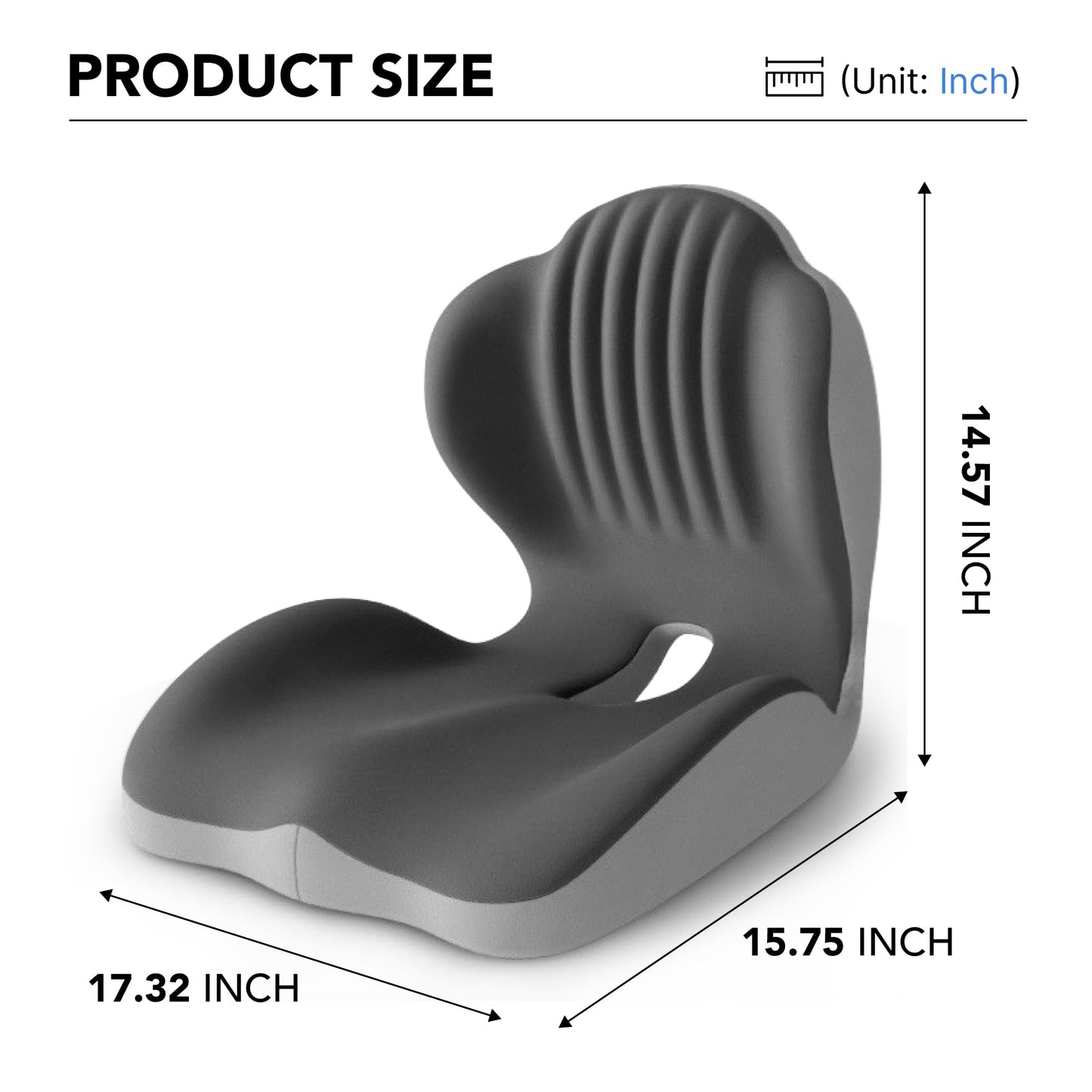 Ergonomic Waist Support and Seat Cushion, 2-in-1 Memory Foam Pad, Hollow Design for Coccyx, Suitable for Office Chairs, Car Safety Seats and Household Use - Relieves Lower Back and Hip Pain (Grey)
