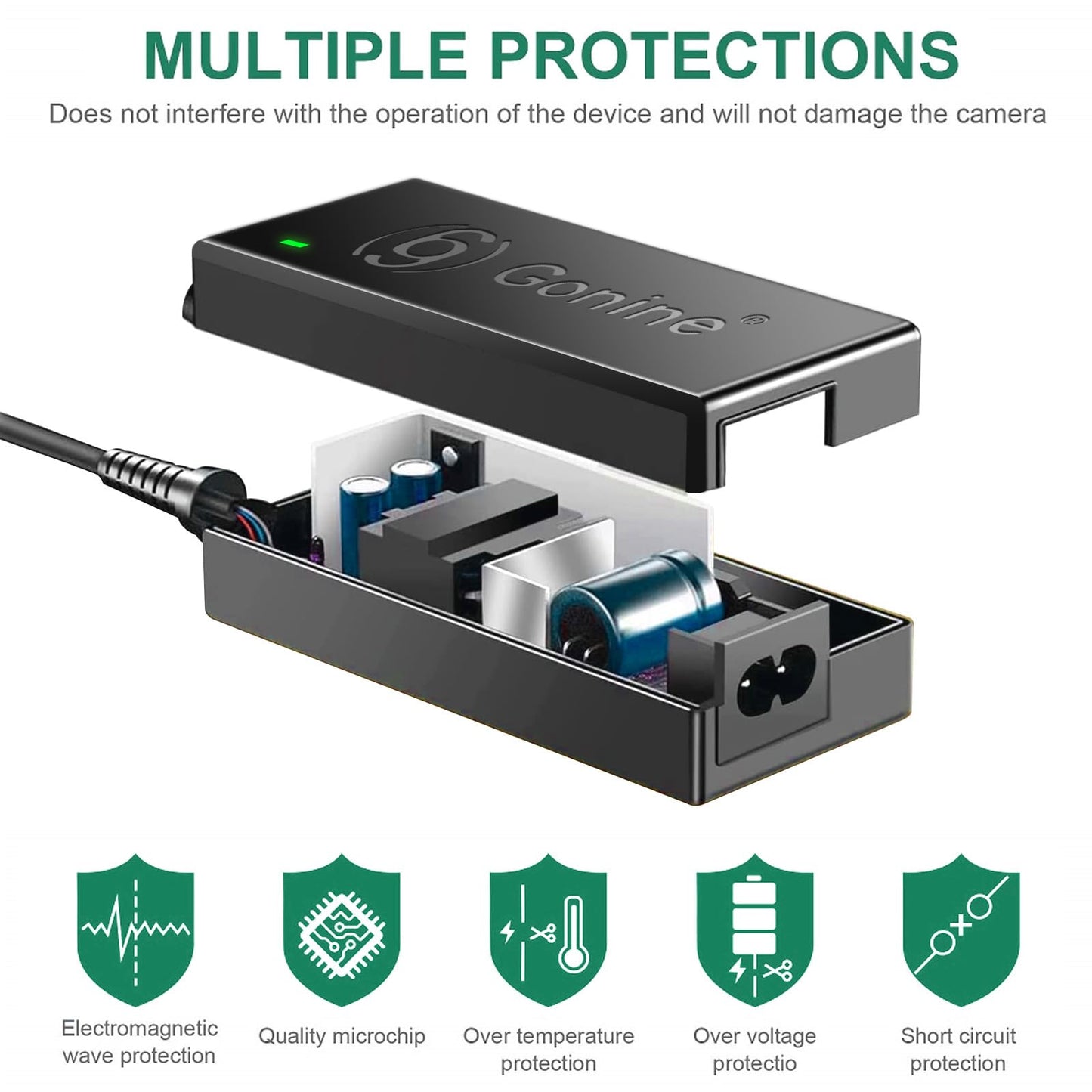 Gonine NP-FZ100 A7III Dummy Battery NPFZ100 Continuous Power Supply Adapter Charger Kit, for Sony Alpha A7III A7IV A6700 A6600 ZV-E1, A7SIII A7C A1 FX3 A7R3 A7R IV, A9 A9R A9S Cameras.