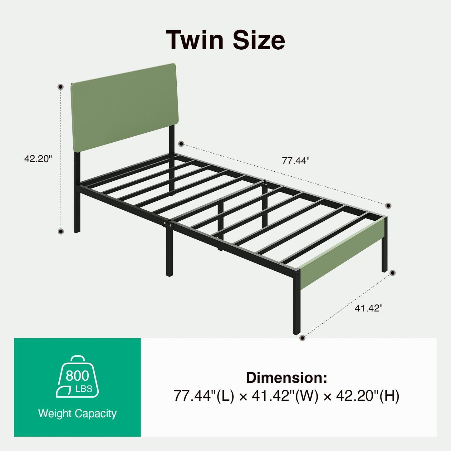 Novilla Twin Bed Frame with Modern Wooden Headboard, Easy Assembly & Noise-Free, Under-Bed Storage, Sturdy Metal Platform for Bedroom & Guest Room, No Box Spring Needed