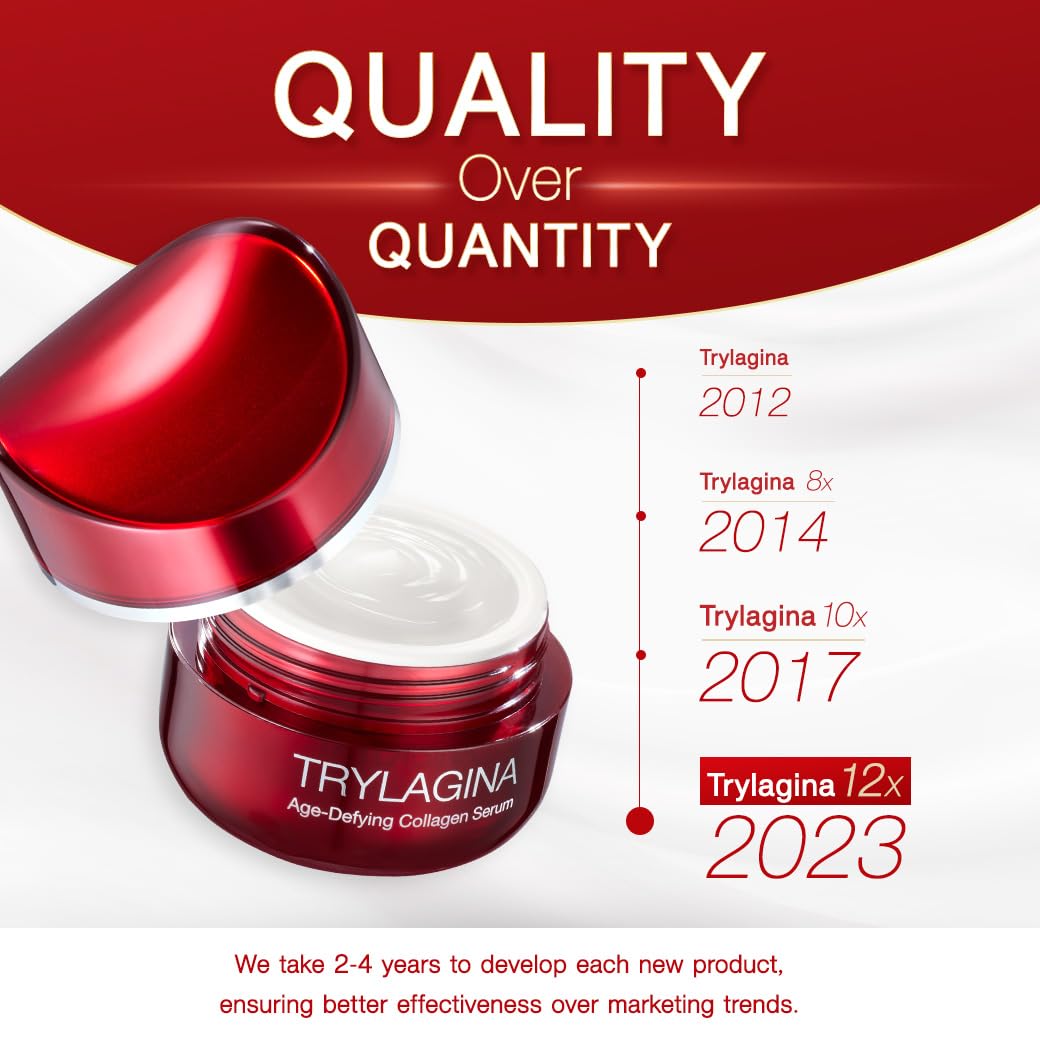 Trylagina 12X Age-Defying Collagen Serum, Anti Aging Face Cream, Anti Wrinkle Cream for Women, Face cream for Women Anti Aging the Best One, Anti Aging Skin Care, Brightening Serum, Hydration - 1.05oz