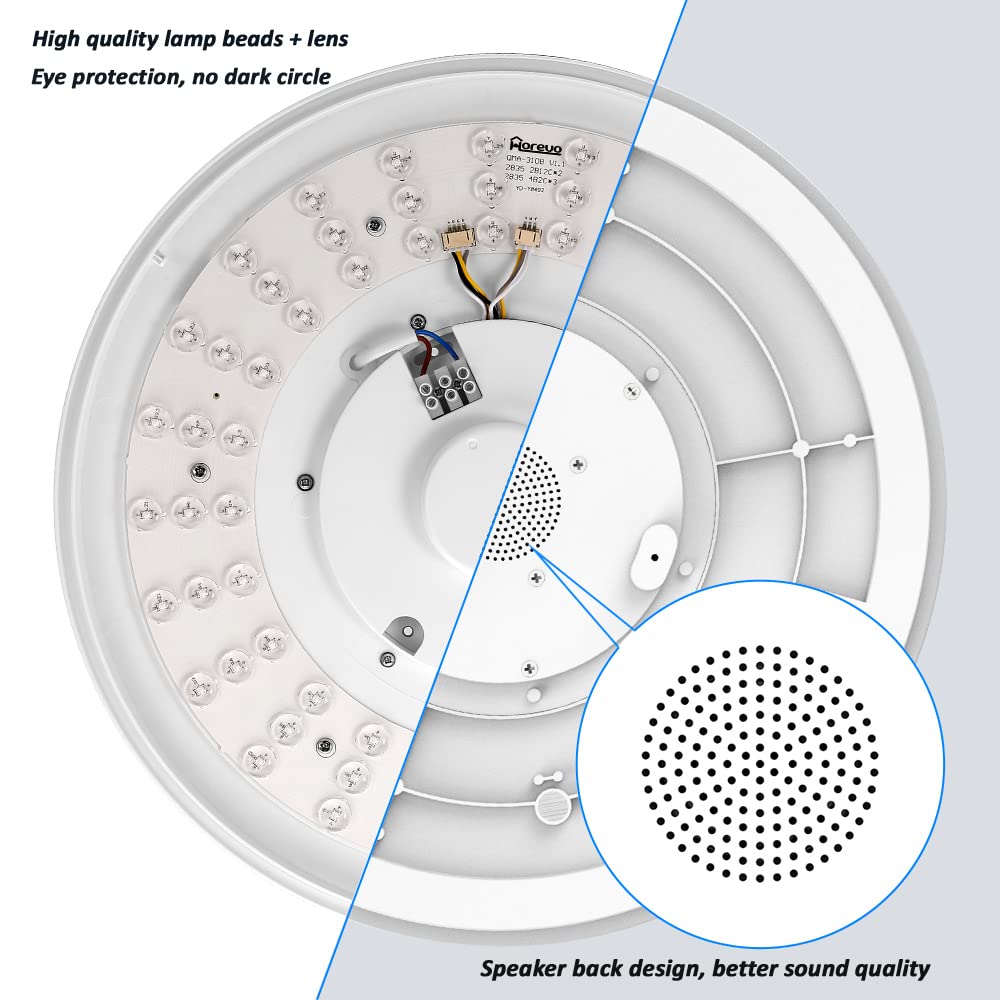 Upgrade WiFi Music Ceiling Light with Bluetooth Speaker and Remote Control, 15 inch Dimmable Ceiling lamp Compatible with Alexa and Google Home 36W RGB Family Party Lights for Bedroom Living Room