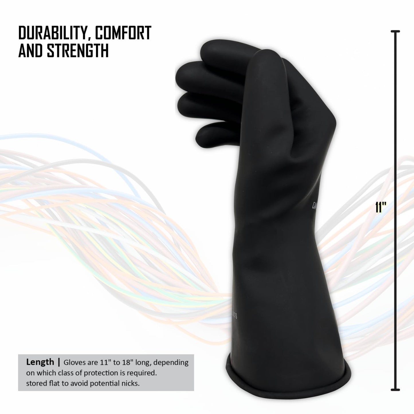 MAGID Insulating Electrical Gloves, Size 9, Class 0 | Cuff Length - 11" | Lineman & Electrician Voltage Gloves, M011B9