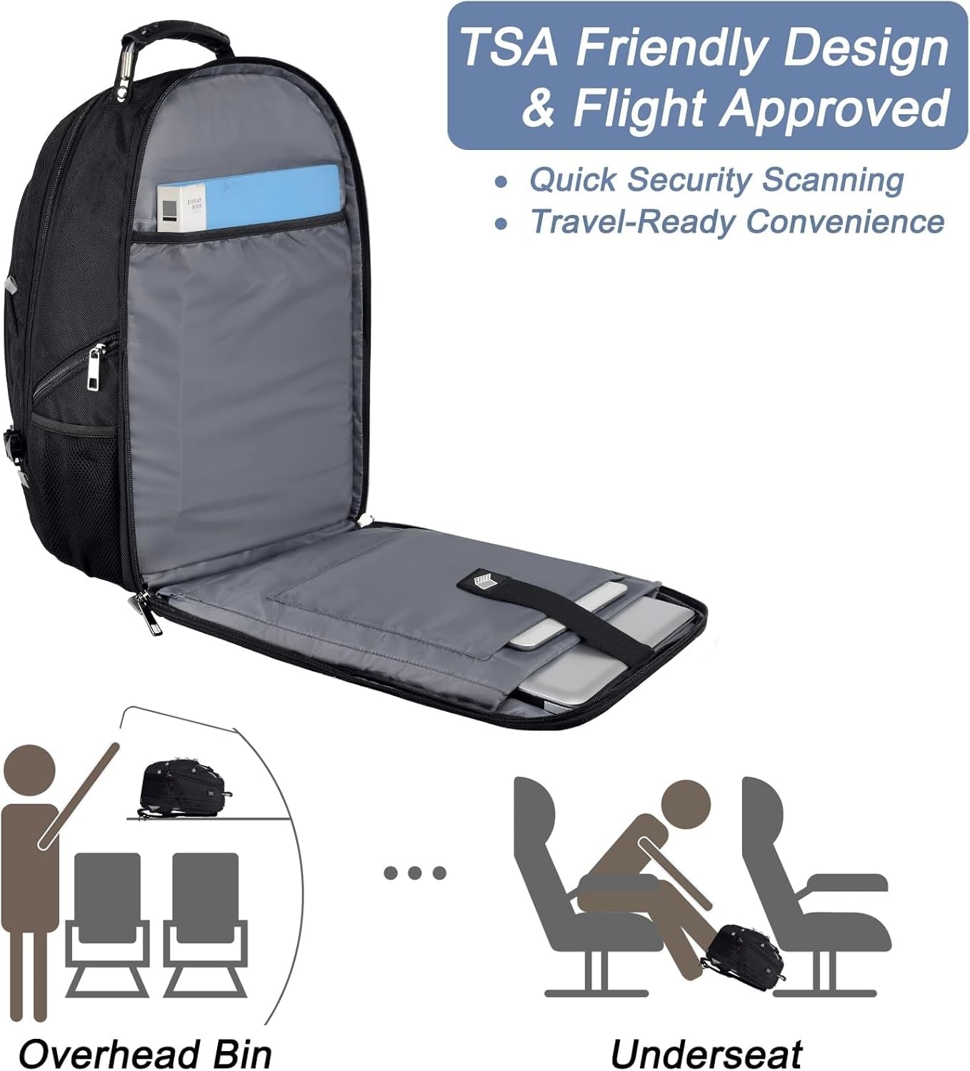 Mogplof Extra Large Laptop Backpack, 17 inch TSA Flight Approved Travel Backpack for Men, Large Backpack, RFID Business Computer Bag, Heavy Duty Water Resistant College Bookbag