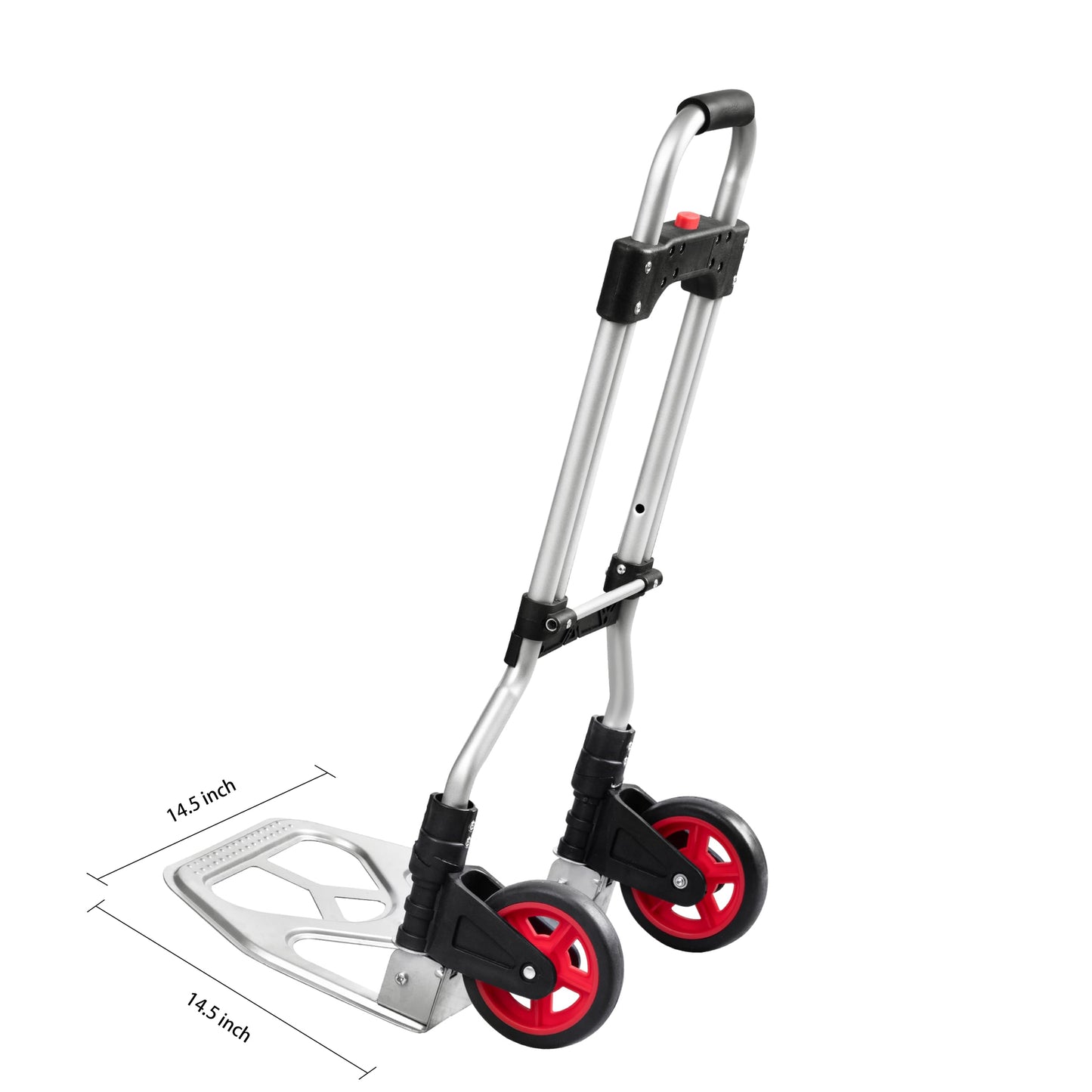 LEADALLWAY Dolly Cart Folding Hand Truck and Dolly,Steel Portable Cart with Telescoping Handle and Nylon+Rubber Wheels 180 lbs Capacity