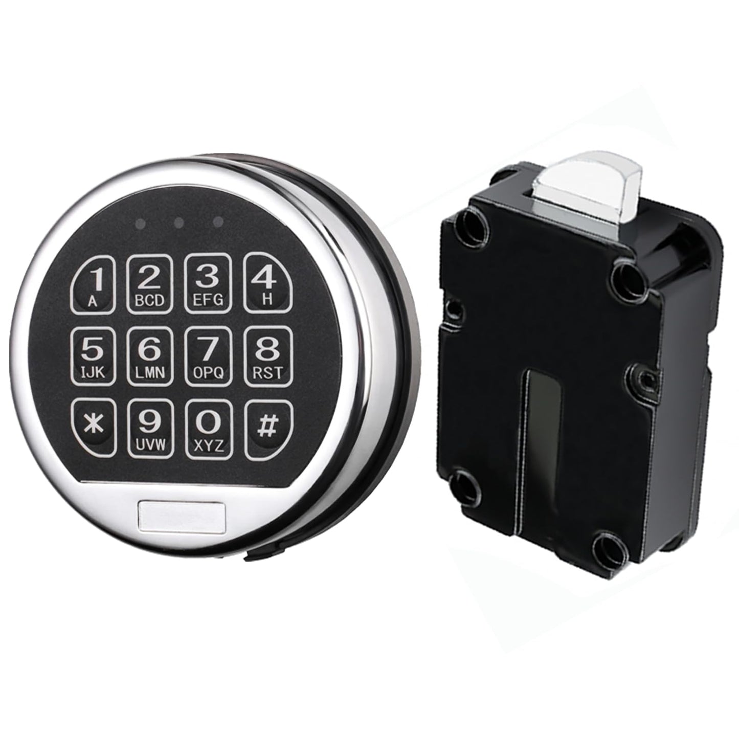 Electronic Safe Lock Gun Safe Lock Replacement with Swing Bolt Lock, Chrome Digital Keypad High Security Fireproof Safe Box