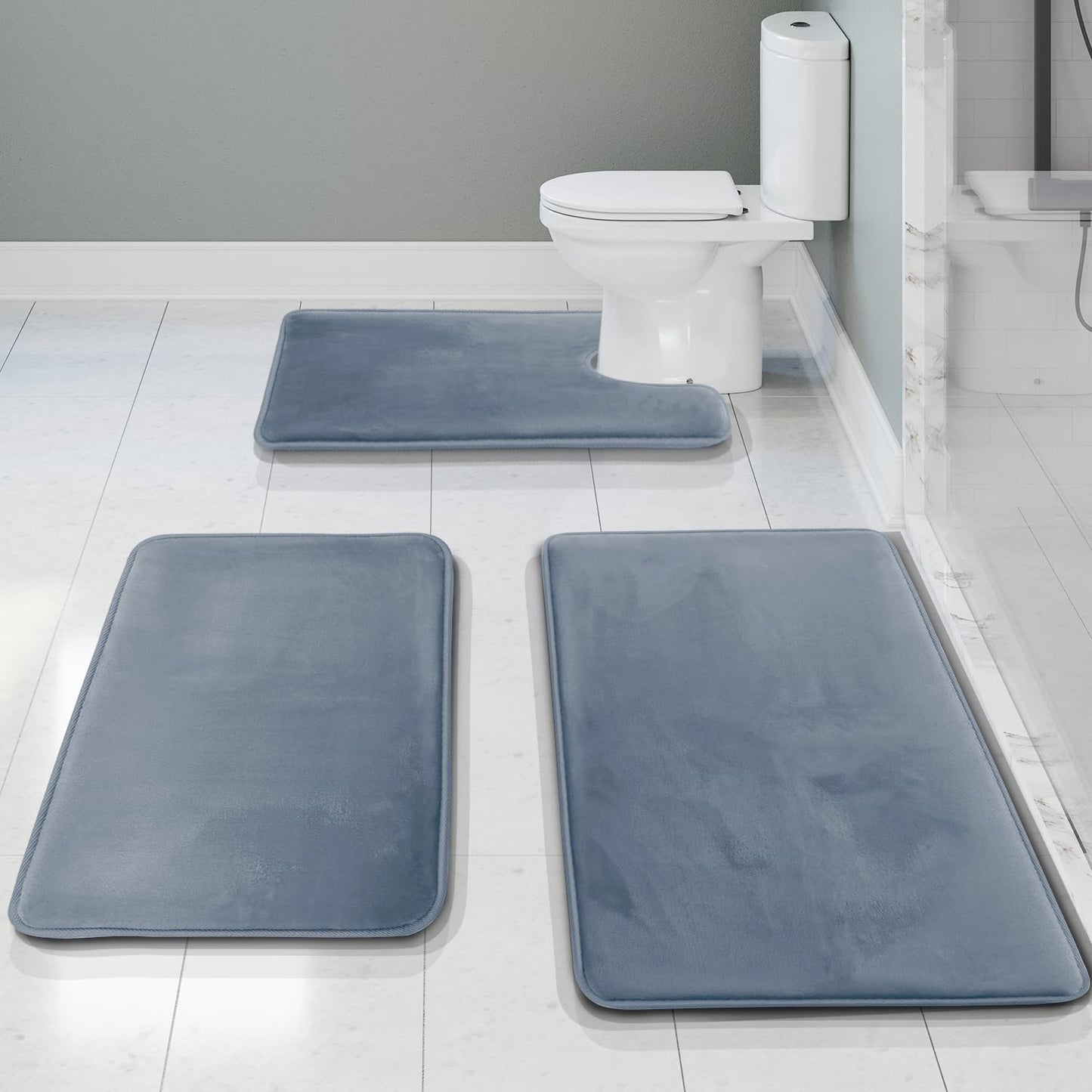 Clara Clark Bathroom Rugs, Velvet Memory Foam Bath Mat, Non-Slip Bath Rugs, Machine Wash, Dries Quickly, Ultra Soft Plush Bath Mats for Bathroom,