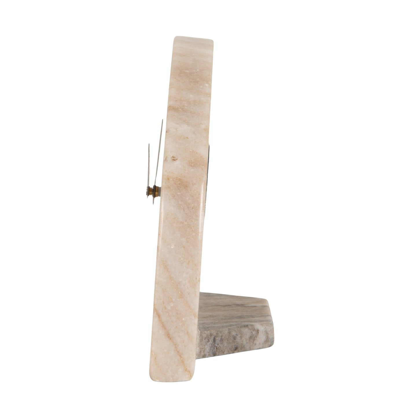 Bloomingville Decorative Half Moon Marble Mantel Clock, Beige and Black