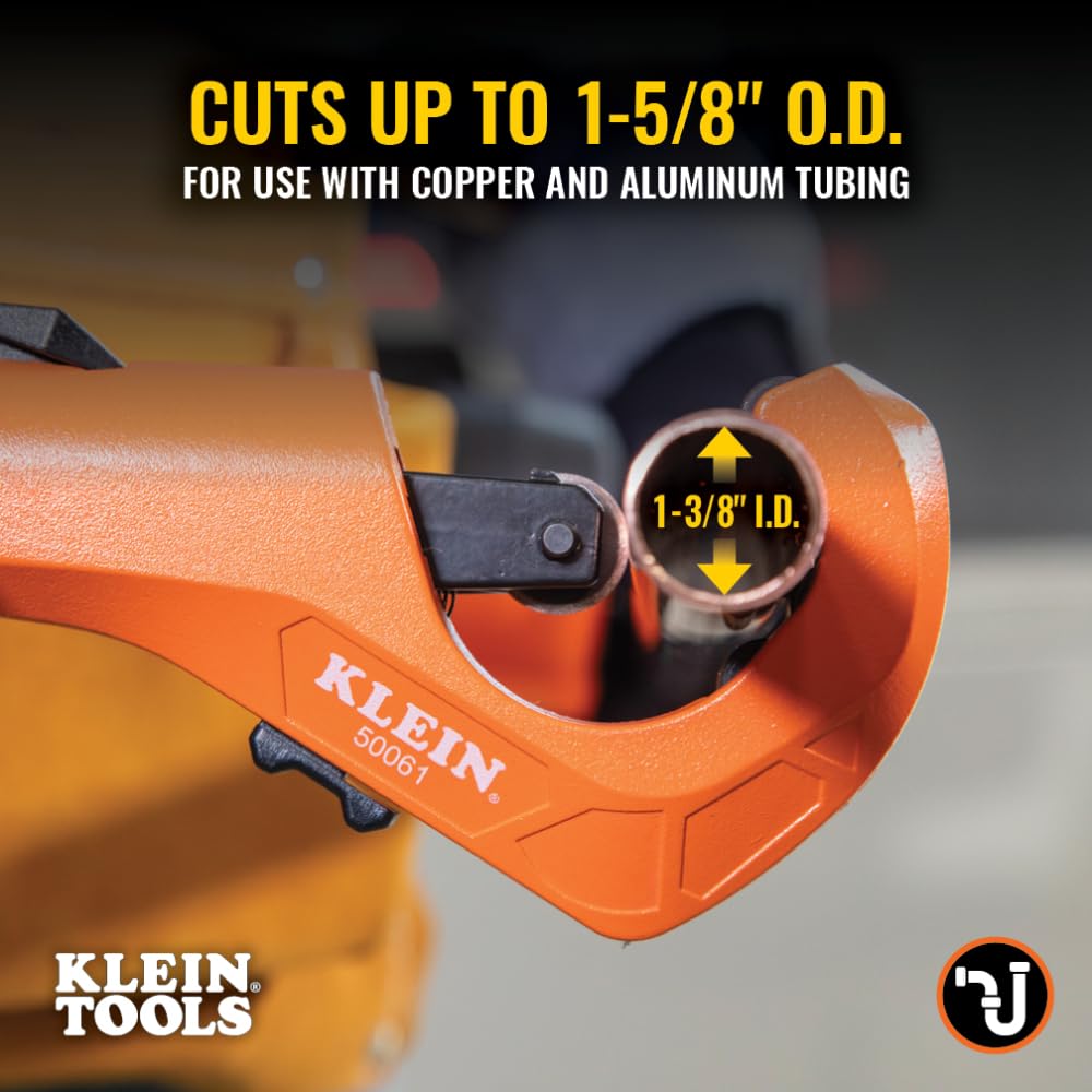 Klein Tools 50061 Quick-Adjust Tubing Cutter, 1-5/8-Inch O.D. Cutting Capacity for Copper and Aluminum, Compact, Retractable Telescoping Deburring Tool